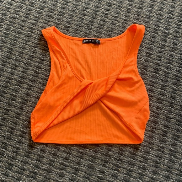 Neon Orange Twist Crop Top - Picture 3 of 3